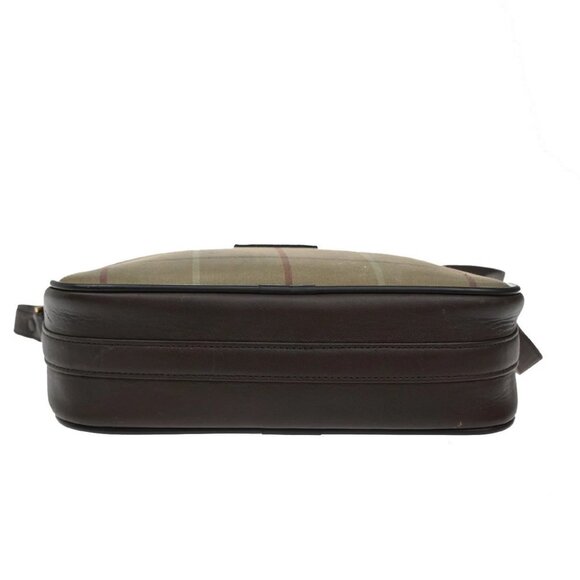 Burberrys Logo Shoulder Bag Check Canvas Leather Brown GHW - Picture 5 of 14
